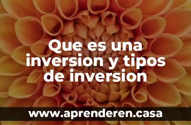 Que es una inversion y tipos de inversion