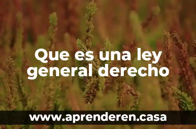 Que es una ley general derecho