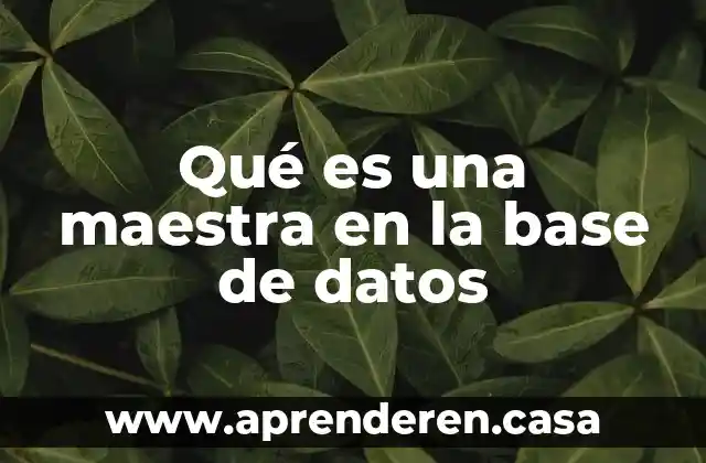 Qué es una maestra en la base de datos