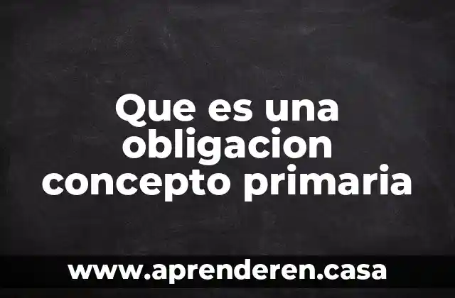 Que es una obligacion concepto primaria