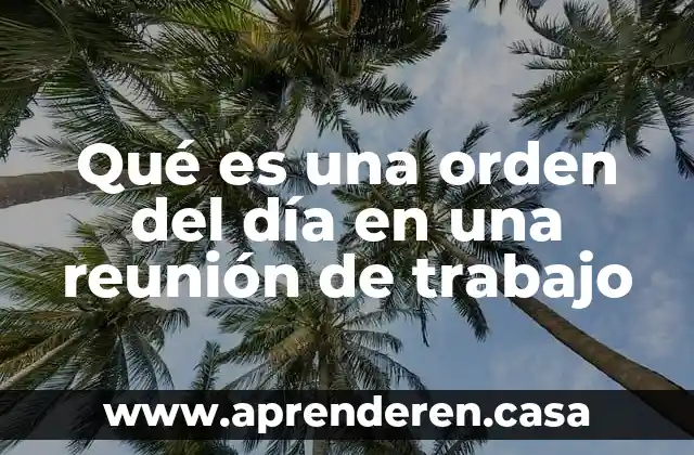 Que es el orden en el trabajo 5 Qu茅 es una orden del d铆a en una reuni贸n de trabajo