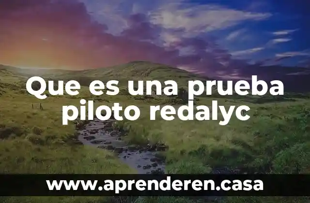 Que es una prueba piloto redalyc