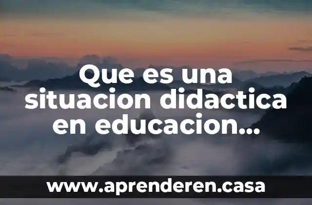 Que es una situacion didactica en educacion primaria