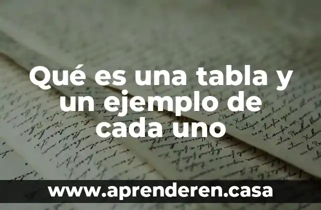 Qué es una tabla y un ejemplo de cada uno