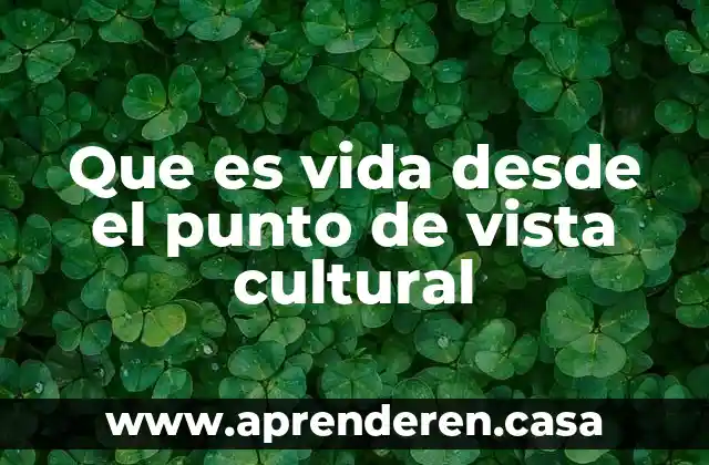 Que es vida desde el punto de vista cultural