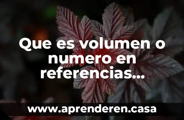 Que es volumen o numero en referencias bibliograficas
