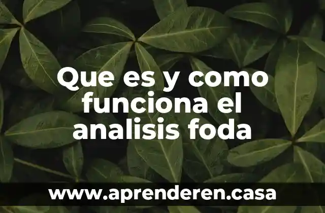 Que es y como funciona el analisis foda