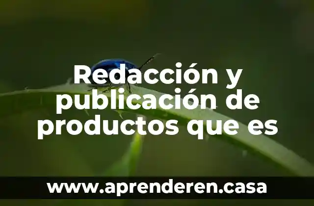 Qué es la redacción y para qué nos sirve 8 Redacción y publicación de productos que es