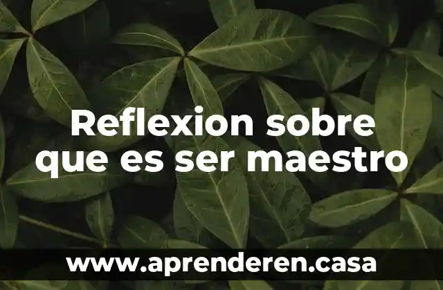 Reflexion sobre que es ser maestro