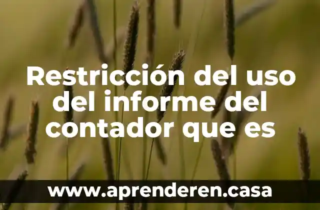 Que es una restriccion ambiental 5 Restricción del uso del informe del contador que es
