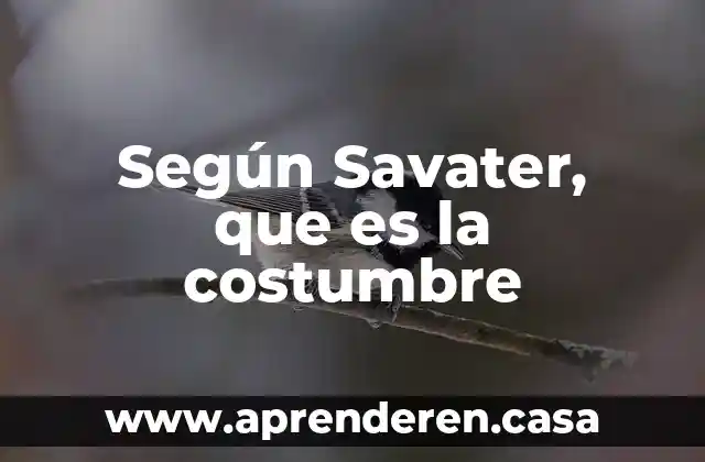 Según Savater, que es la costumbre