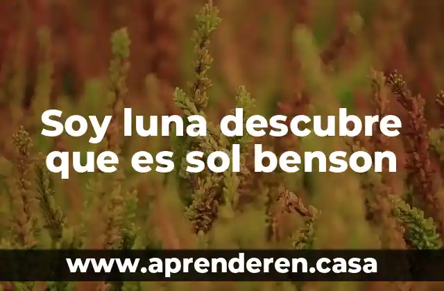 Soy luna descubre que es sol benson