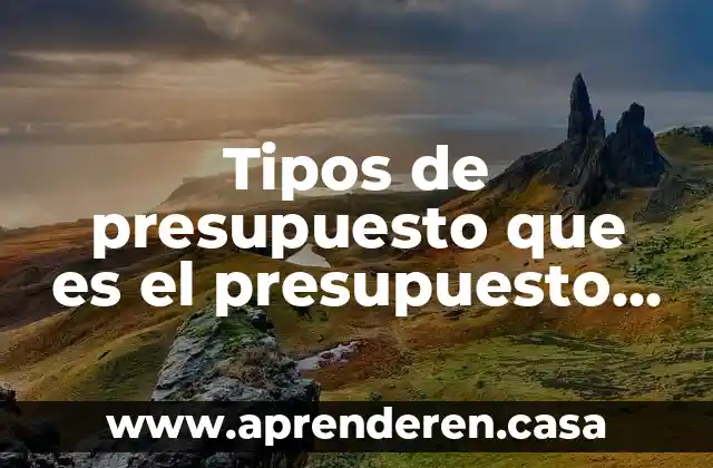 Tipos de presupuesto que es el presupuesto de egresos