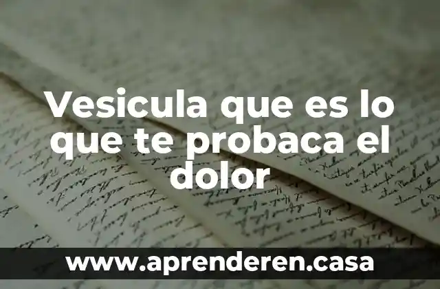 Vesicula que es lo que te probaca el dolor