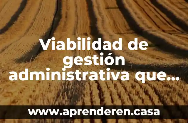 Viabilidad de gestión administrativa que es