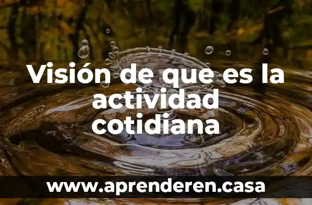 Visión de que es la actividad cotidiana