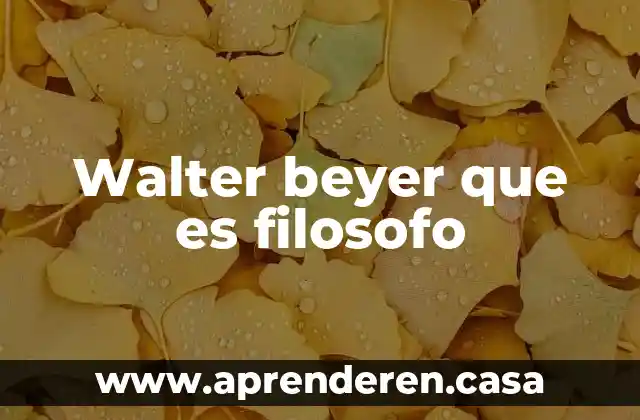 Walter beyer que es filosofo